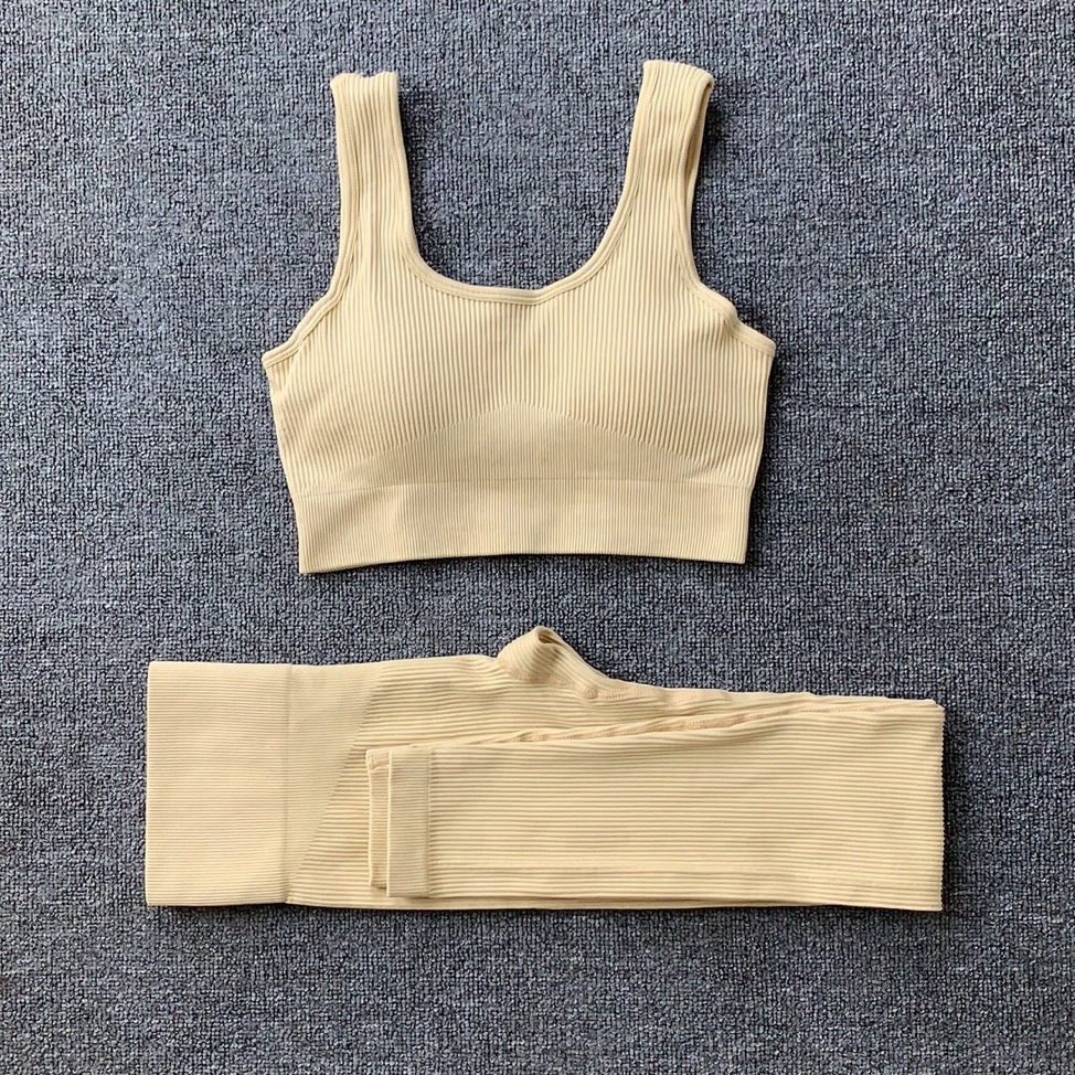 2pcs Thread Yoga Suit Seamless Bra and Butt Lifting - Image 9