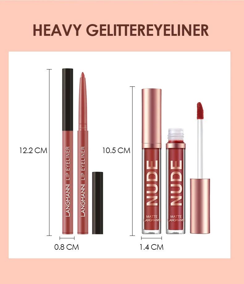 Lip Liner and Lipstick Makeup 12 Pcs Set 6 Matte - Image 4