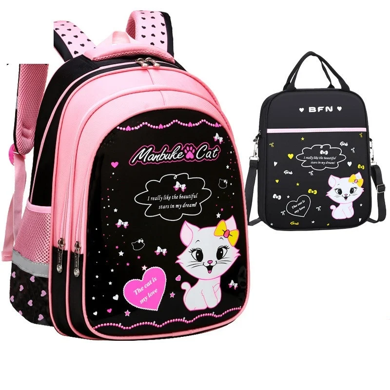 Kids School Cute Cat Print Backpack - Image 10