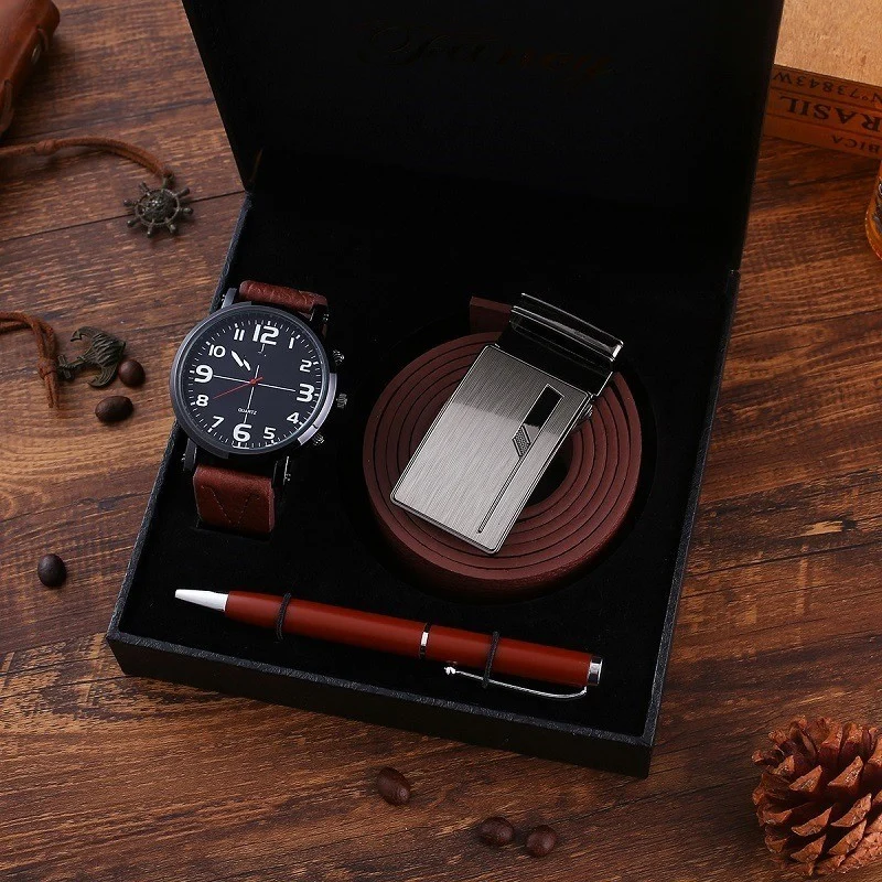 Business Belt Wallet Wrist Watch Pen Gift Box Set for - Image 4