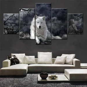 5 Panel Animal Wolf Wall Art Canvas Painting Poster