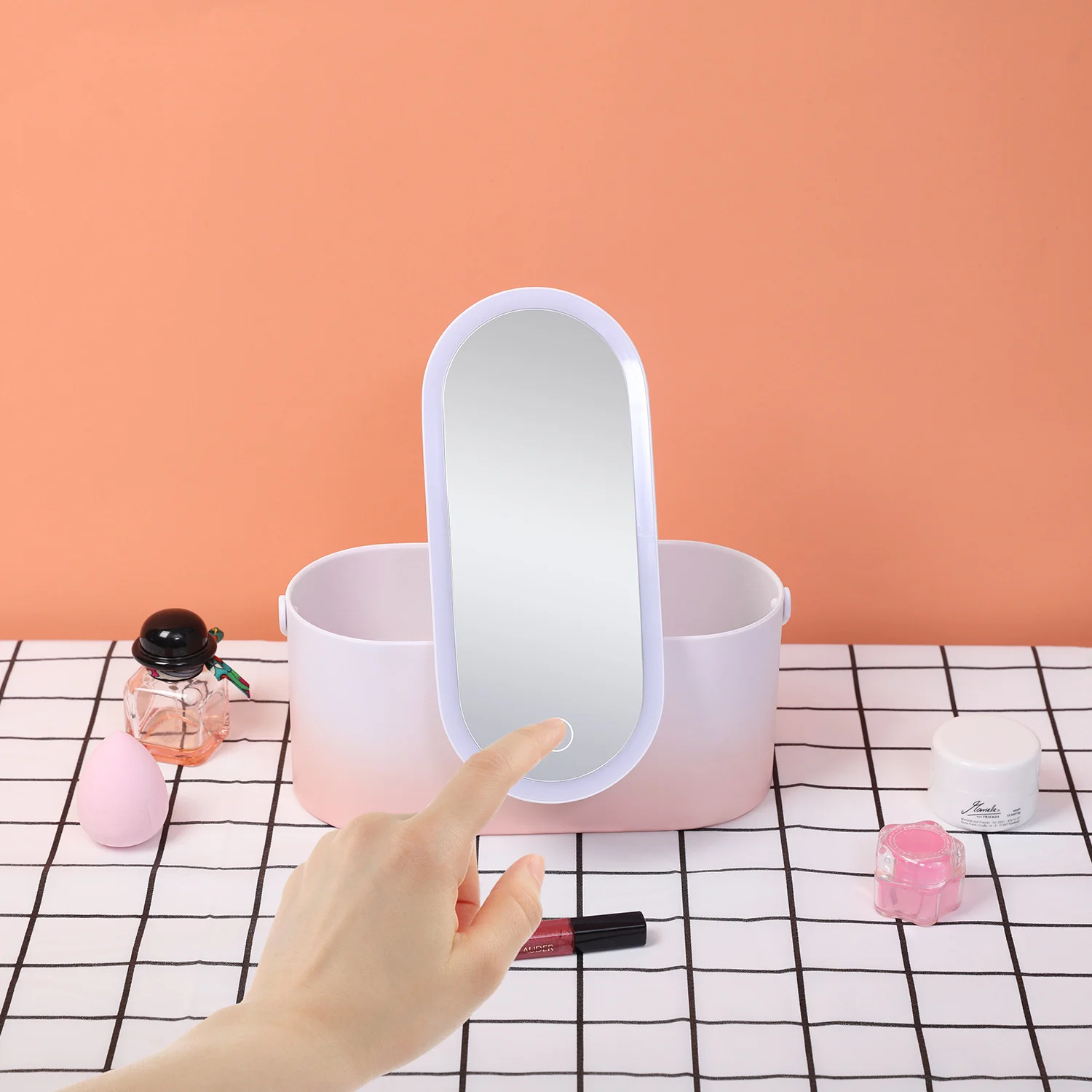 Storage Box LED Makeup Mirror Portable Portable Travel - Image 4