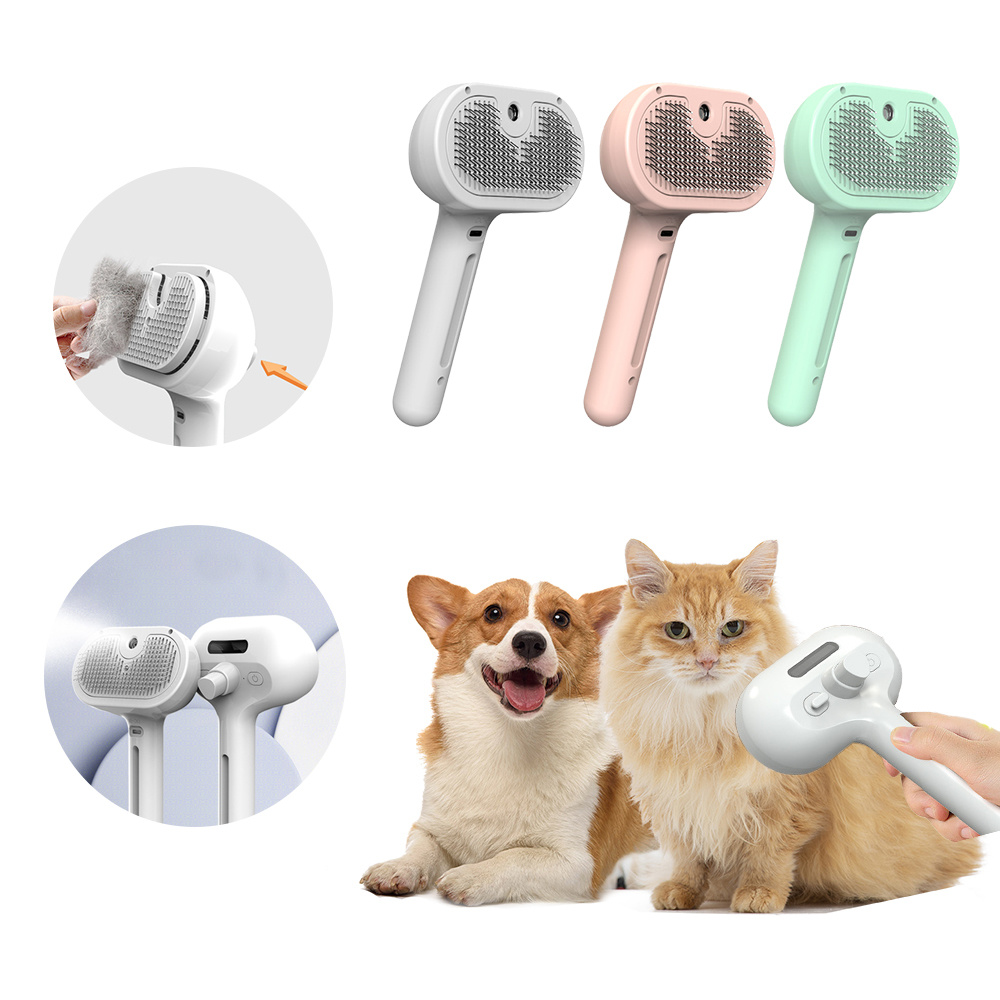 Self-Cleaning Pet Grooming Brush with Mist Spray
