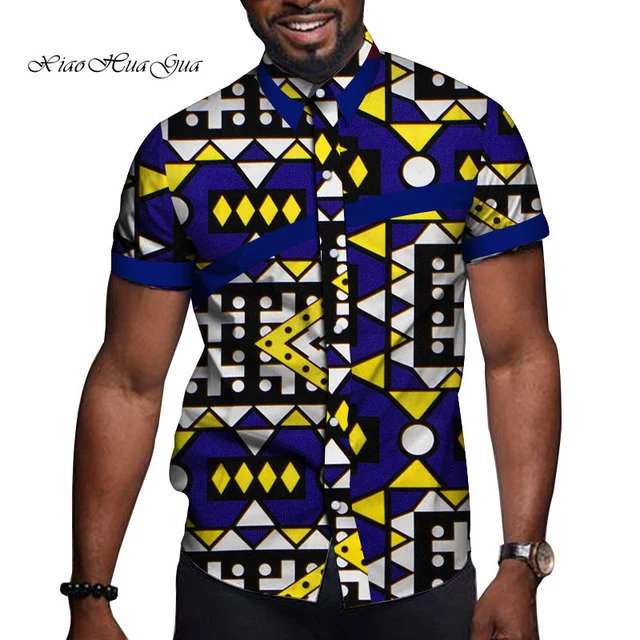 African Men Clothing Printed Short Sleeve Top T Shirt - Image 9