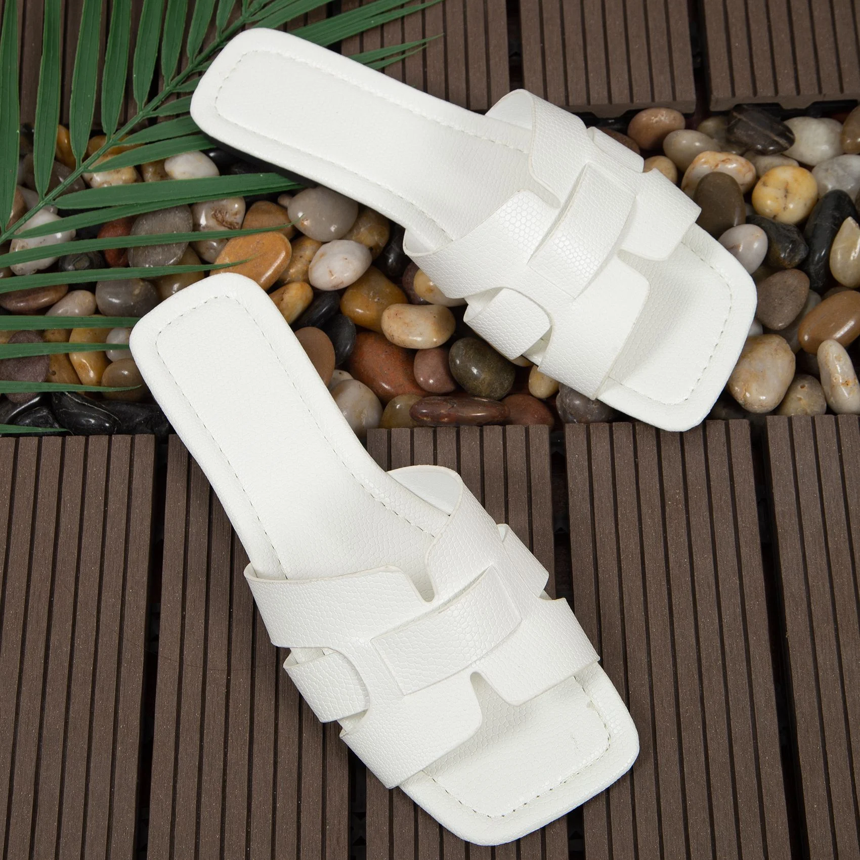 Square Toe Flat Sandals Summer Hollow Out Slides - Image 6