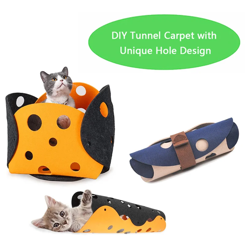 Cat Tunnel Cat Toy Felt Pom Splicing Deformable Kitten - Image 4