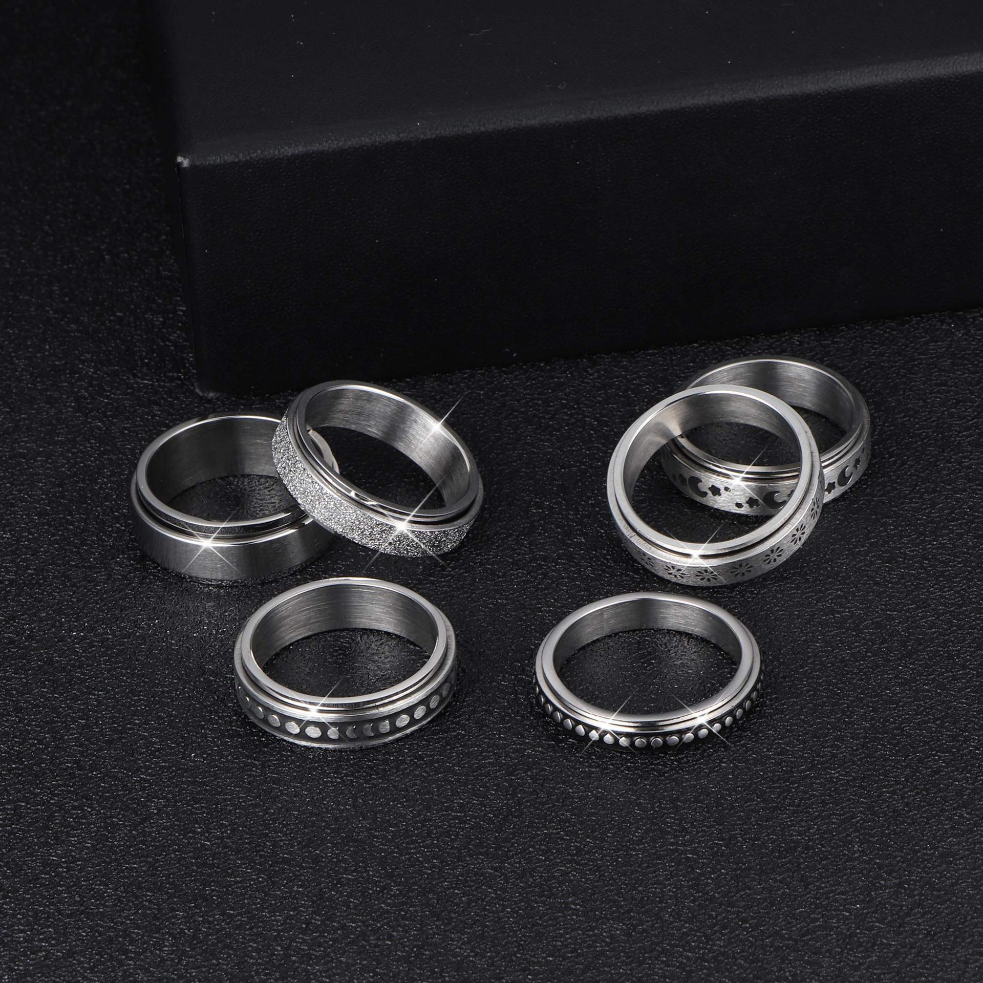 Stainless Steel Rotatable Spinner Ring Moon Stars - Image 7