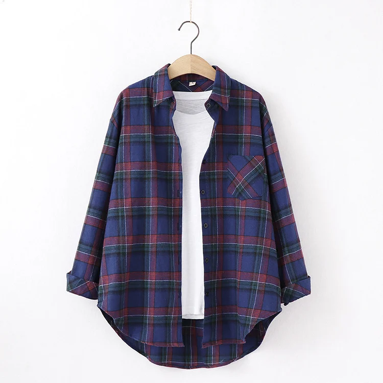 Brand Plaid Shirt Women Loose Plus Size Blouse Female - Image 5