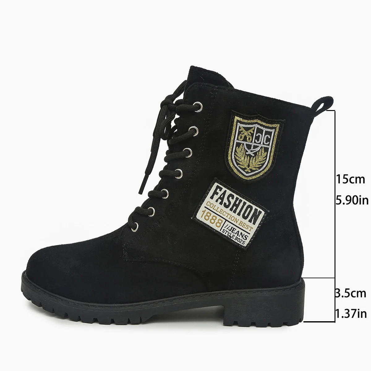 Fashion Lace-up Chunky Heels Boots Winter Round Toe - Image 7