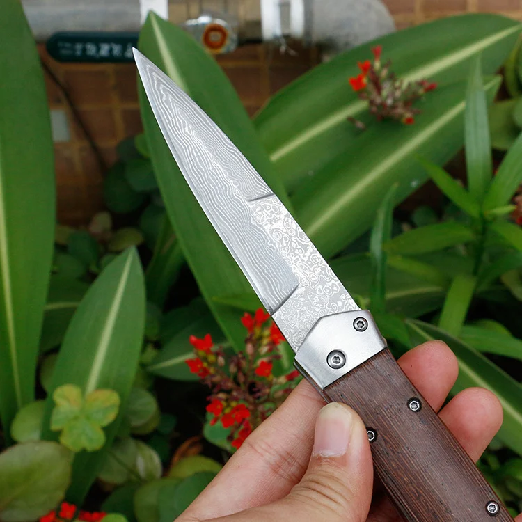 Handmade VG10 Damascus Steel Pocket Folding Hunting - Image 5
