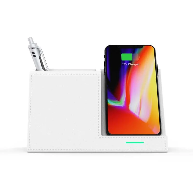 Leather Pen Holder Wireless Charger Wireless Phone - Image 6