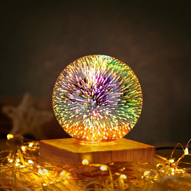 USB 3D Firework Crystals Ball Night Light Plug in - Image 4