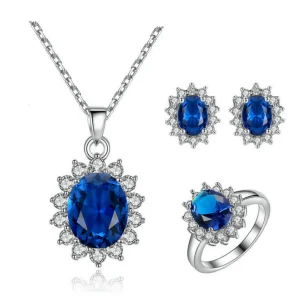 Sunflower Jewelry Set Necklace Ring Stud Earrings
