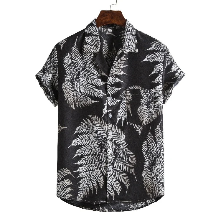 Men Short sleeved beach shirts men New printed T shirt - Image 2