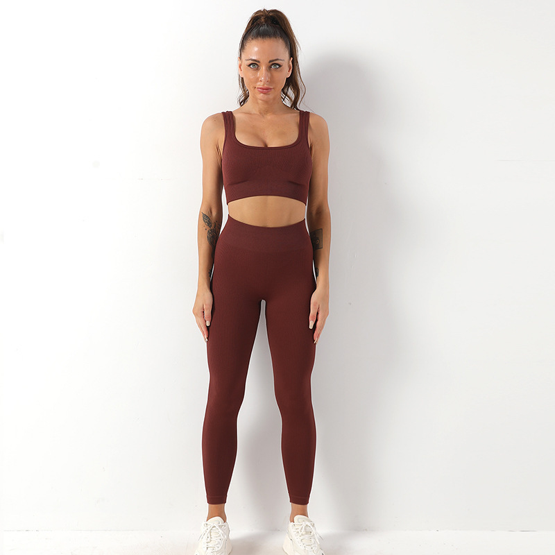 2pcs Thread Yoga Suit Seamless Bra and Butt Lifting - Image 4