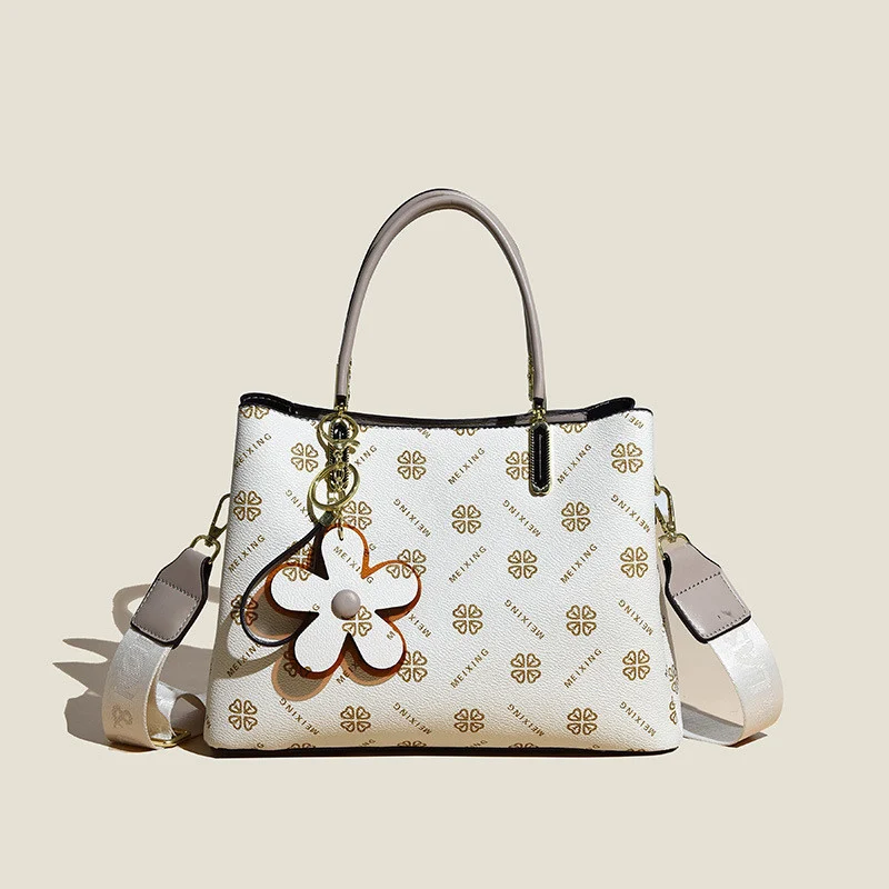 Printed Tote Bag with Flower Pendant Temperament - Image 8