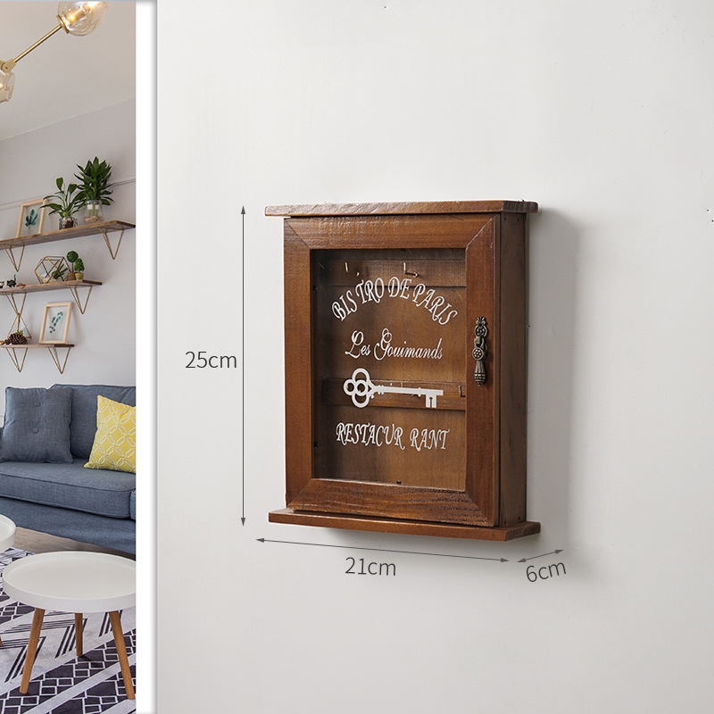 Vintage European Style Wooden Key Storage Cabinet Key - Image 9
