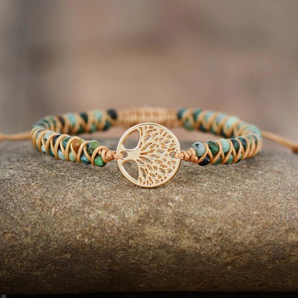 Tree Charm Bracelets African Japser String Braided - Image 2