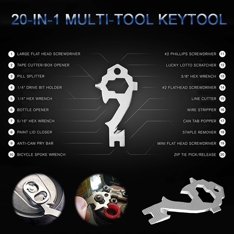 20-in-1 Stainless Steel Multi Tools Key Ring EDC - Image 3
