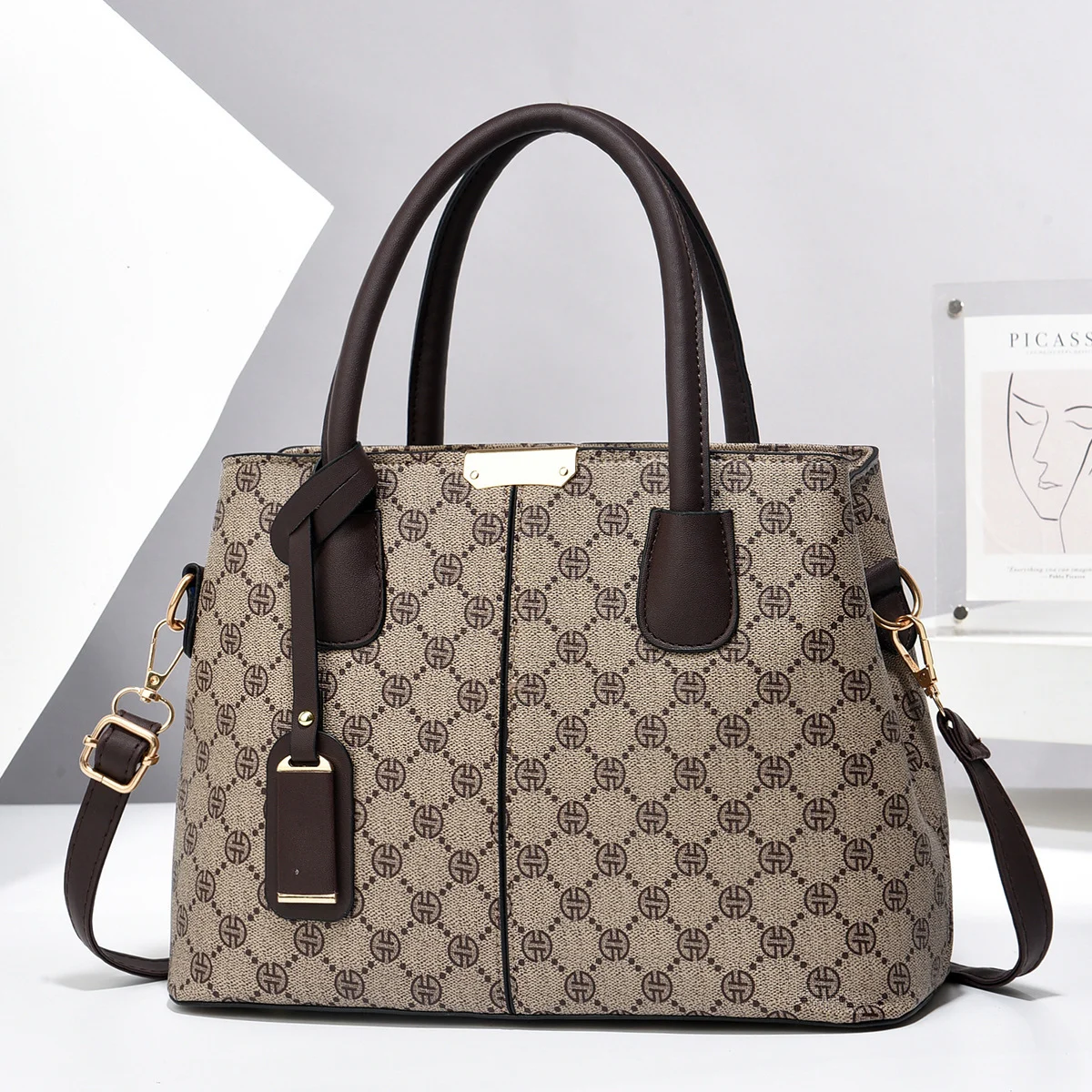 Women PU Leather Handbags Ladies Large Capacity Tote - Image 4