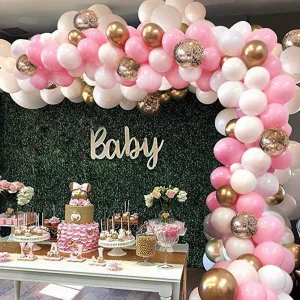 127pcs Pink Balloon Arch Garland Kit White Pink Gold