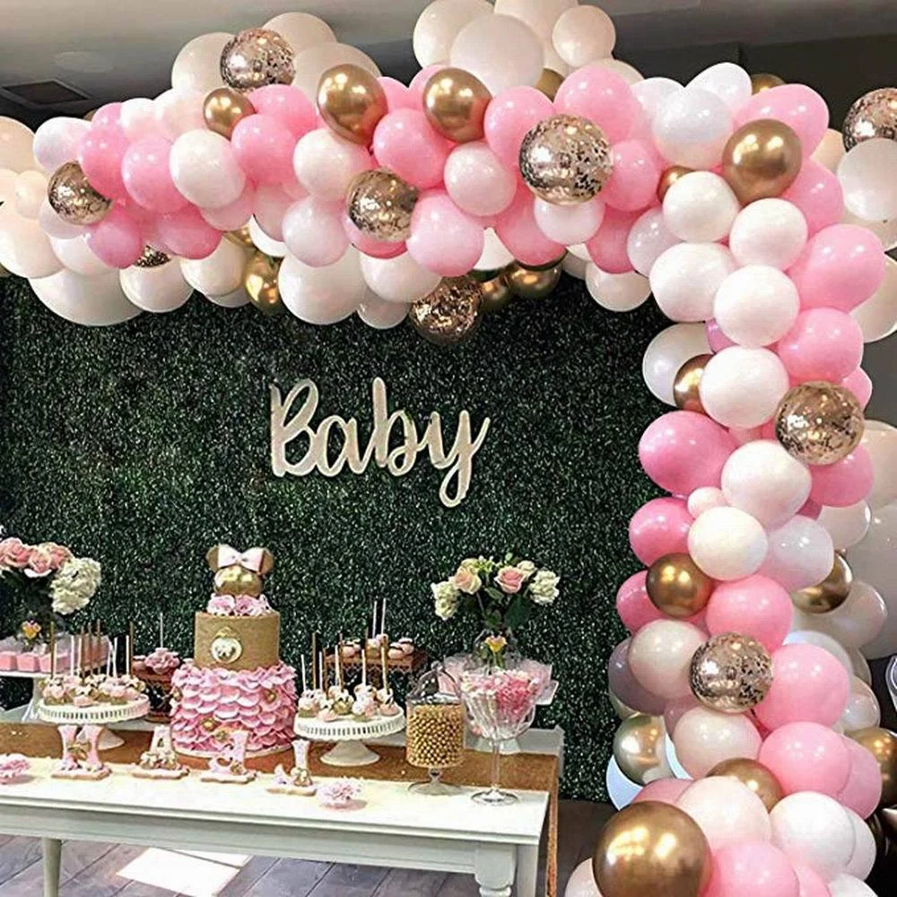 127pcs Pink Balloon Arch Garland Kit White Pink Gold