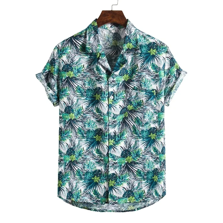 Men Short sleeved beach shirts men New printed T shirt - Image 3