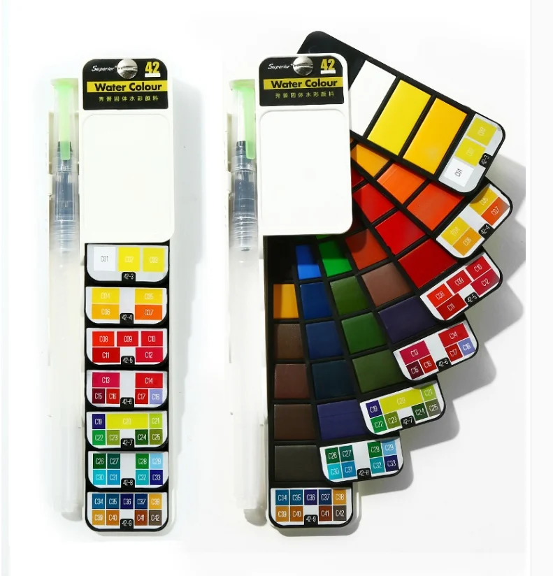 Solid Watercolor Paint Set with Water Brush Pen - Image 5