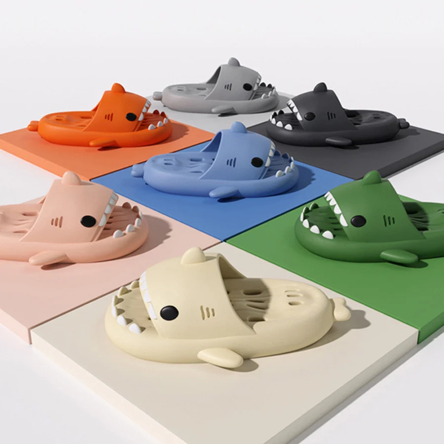 Shark Slippers with Drain Holes Shower Shoes for Women - Image 2