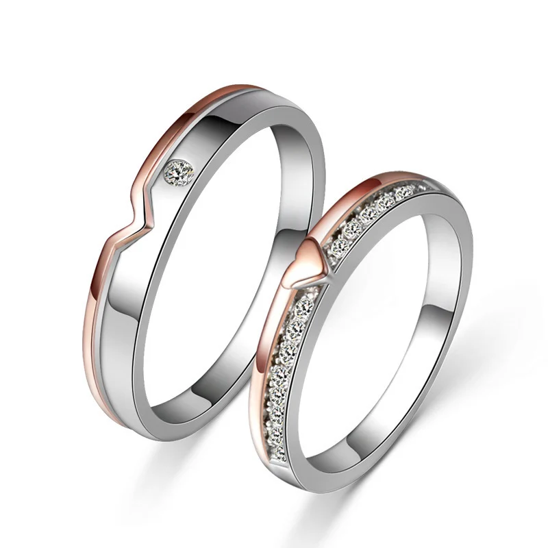 925 Sterling Silver Romantic Couple Rings for Men and