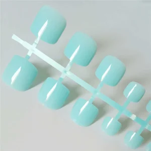 Bright Green Acrylic Fake Toe Nails Square Press on