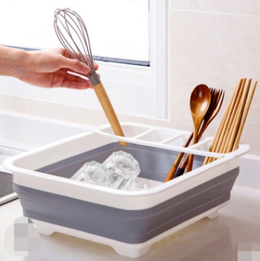 Folding Kitchen Dish Drainer Drying Rack Tableware - Image 2