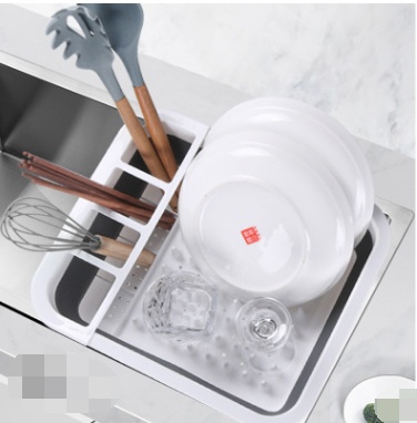 Folding Kitchen Dish Drainer Drying Rack Tableware - Image 3