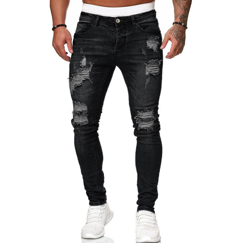 Fashion Street Style Ripped Skinny Jeans Men Vintage - Image 5