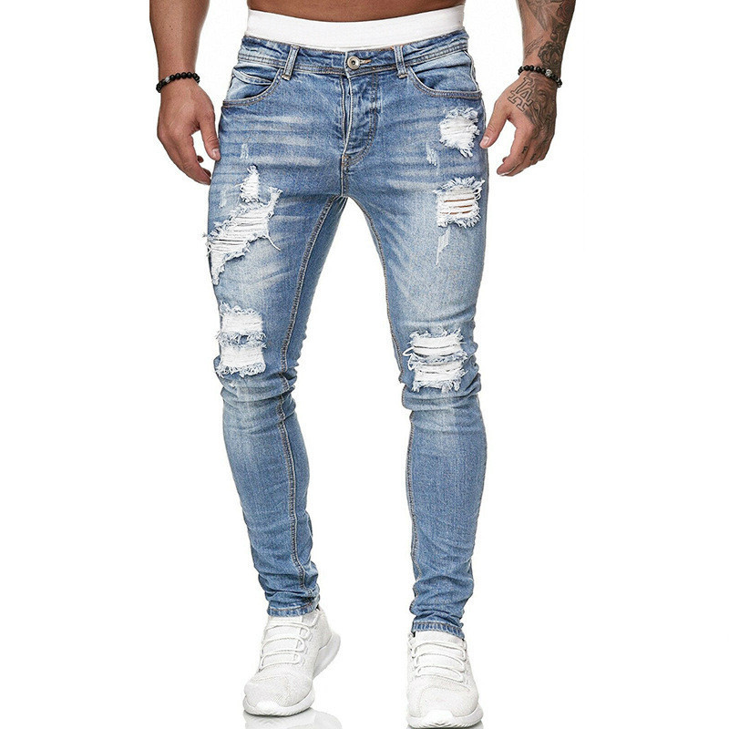 Fashion Street Style Ripped Skinny Jeans Men Vintage - Image 7