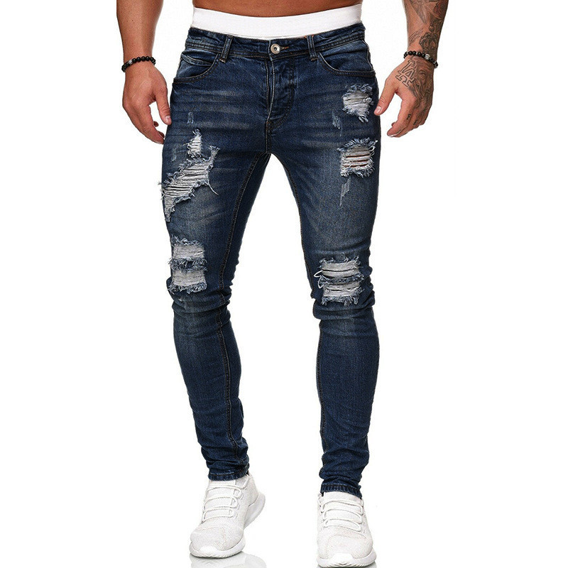 Fashion Street Style Ripped Skinny Jeans Men Vintage - Image 6