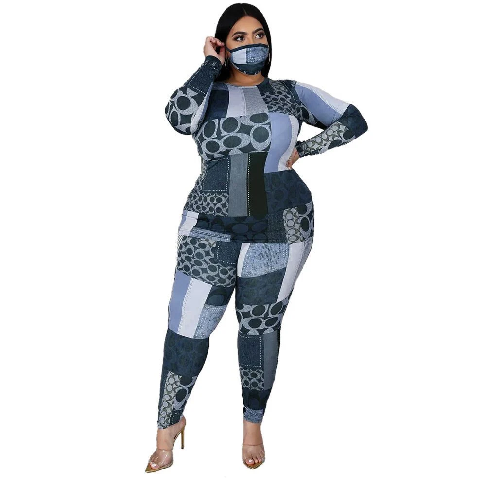 Fall Plus Size Clothing 2 Piece Set Tracksuit Stretch Top - Image 3