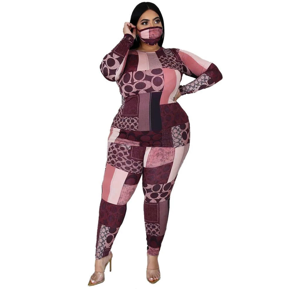 Fall Plus Size Clothing 2 Piece Set Tracksuit Stretch Top - Image 5