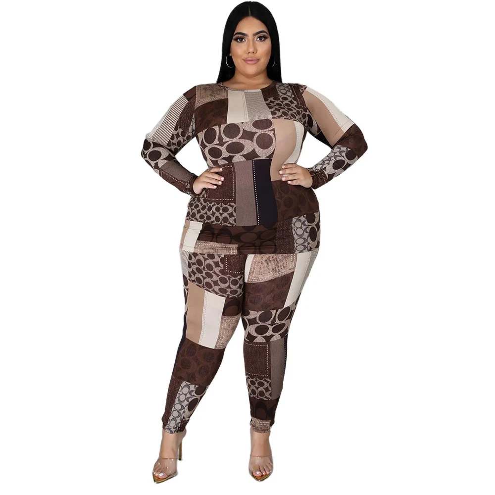 Fall Plus Size Clothing 2 Piece Set Tracksuit Stretch Top - Image 2