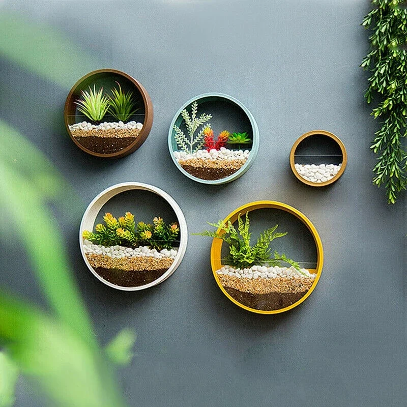 Round Iron Wall Vase Home Living Room Restaurant - Image 2