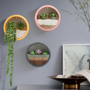 Round Iron Wall Vase Home Living Room Restaurant