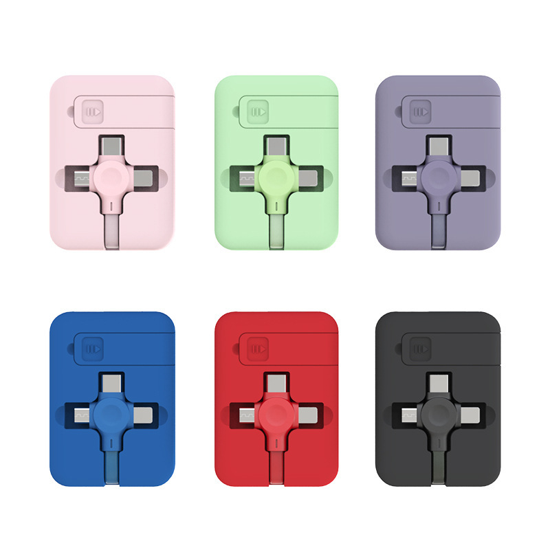4 in 1 Retractable USB Cable Creative Macaron Type C - Image 3
