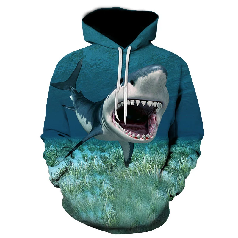Shark Pullover Loose Hoodie For Men And Women 3 D Hoodies - Image 3
