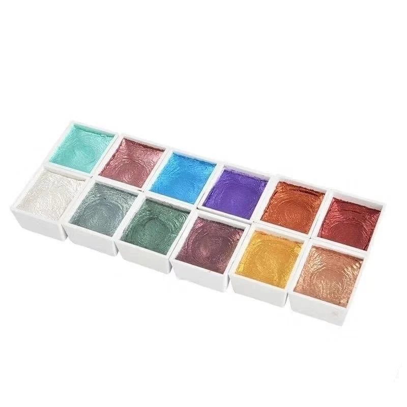 Pearlescent Solid Watercolor Paint Set Painting - Image 5