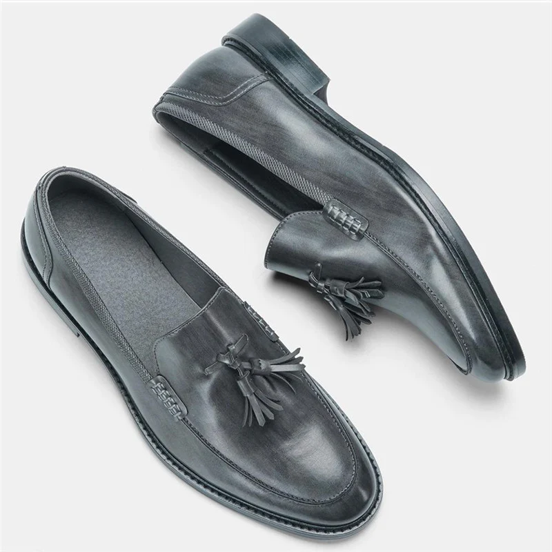 Men Casual Shoes Leather Loafers Business Dress Formal - Image 5