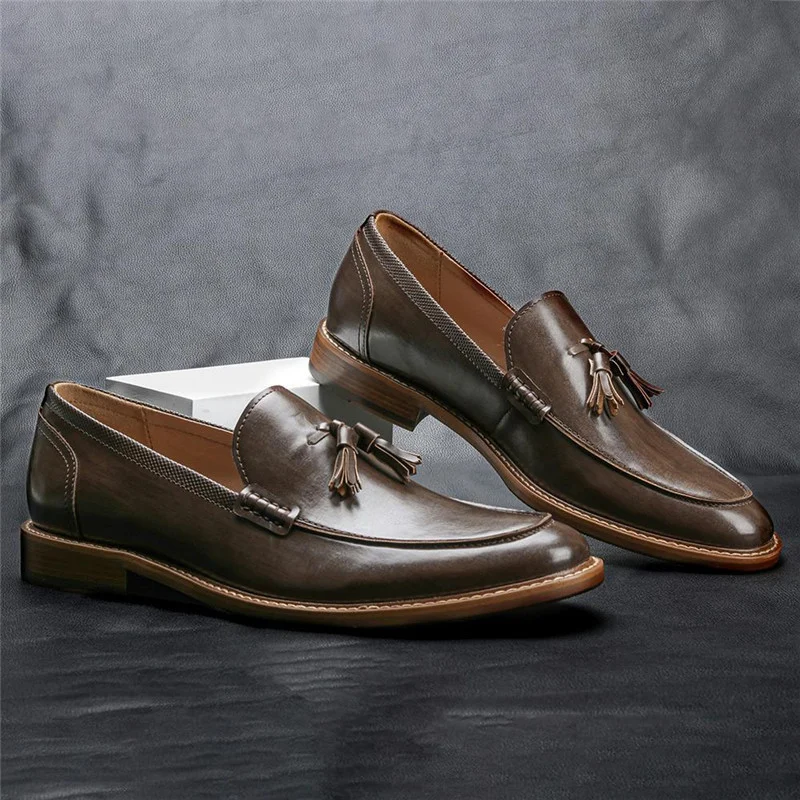 Men Casual Shoes Leather Loafers Business Dress Formal - Image 7