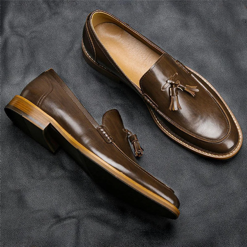 Men Casual Shoes Leather Loafers Business Dress Formal - Image 6