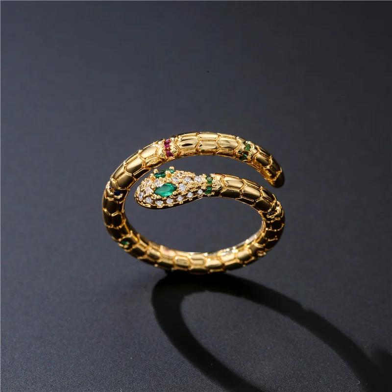 Fashion Gold Color Snake Ring for Women Girl Adjustable