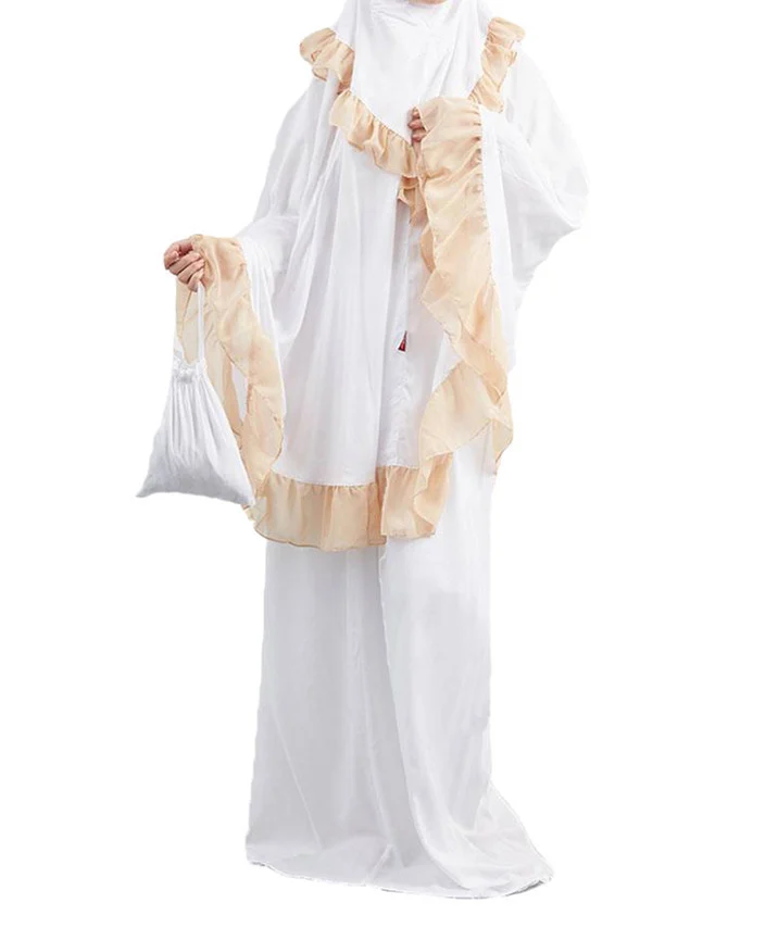 Muslim Kids Ramadan Girls Long Sleeve Dress Hijab Abaya - Image 5