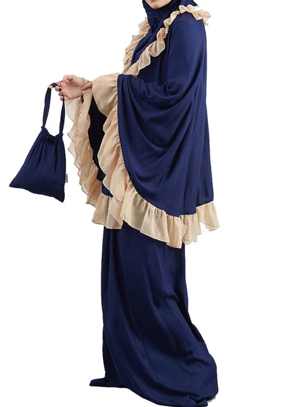 Muslim Kids Ramadan Girls Long Sleeve Dress Hijab Abaya - Image 3